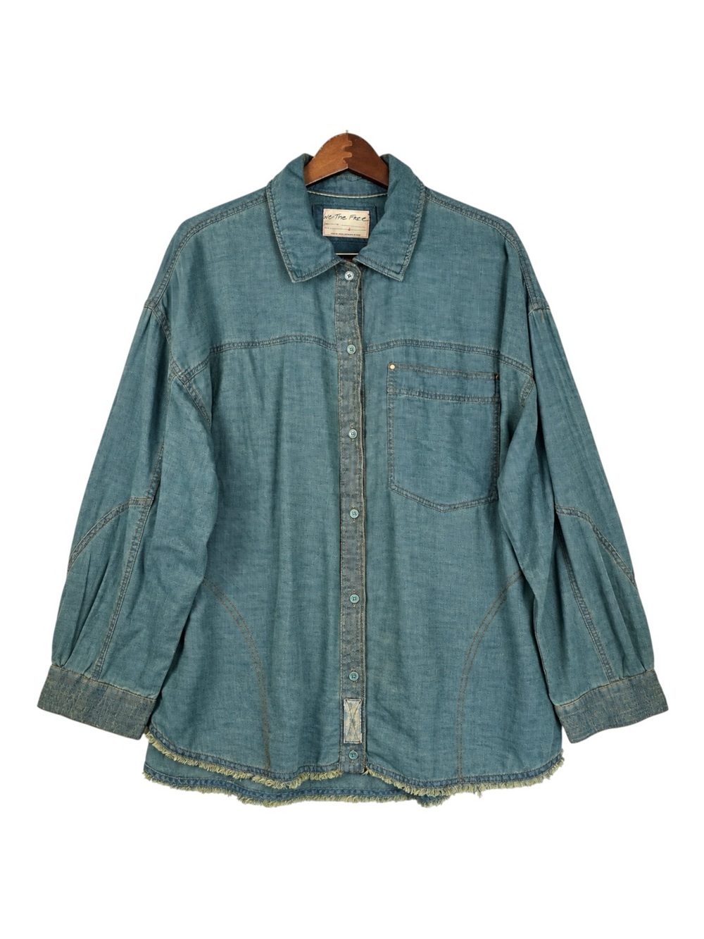 Free People We The Free Summer Daydream Denim Button Down Shirt L